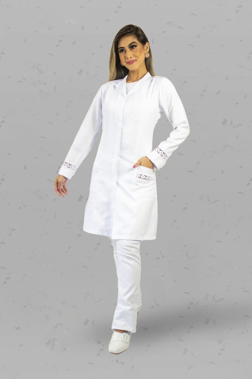 Jaleco Gabardine Feminino Planeta Branco